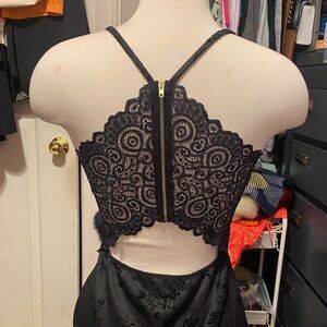 Pre-Loved, Women’s Size M Boubou Black Sleeveless Fitted Mini Dress W/ Lace Back